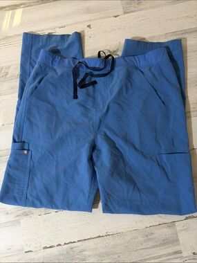 Figs Women's Light Blue Cargo Scrub Pants with Drawstring Size XL